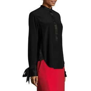 RAG & BONE BLACK TIE CUFFS HI-LOW  CUT OUT BACK SILK TOP SIZE: XXS NWT